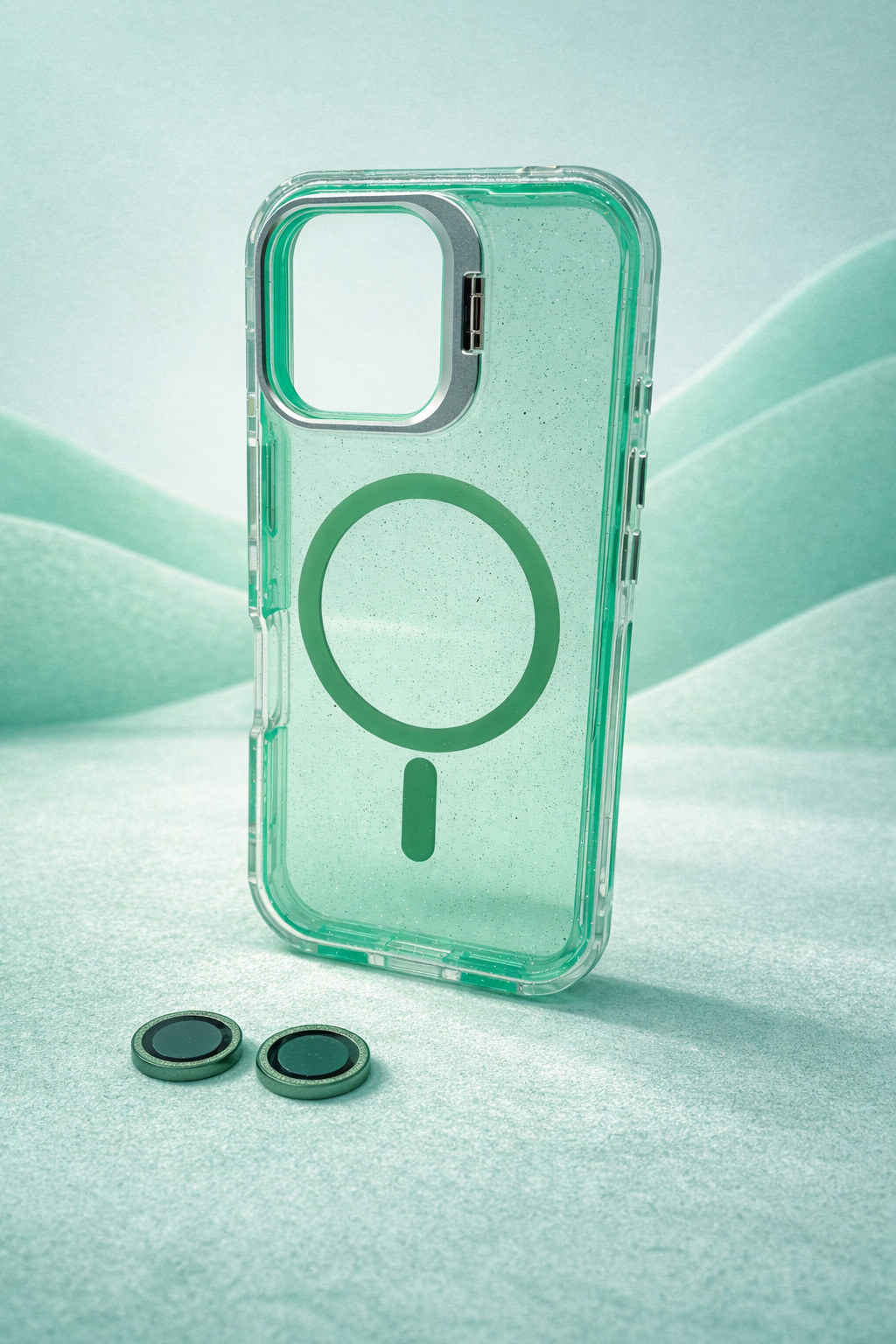 Case Microglitter - iPhone 16, Micro Glitter Green