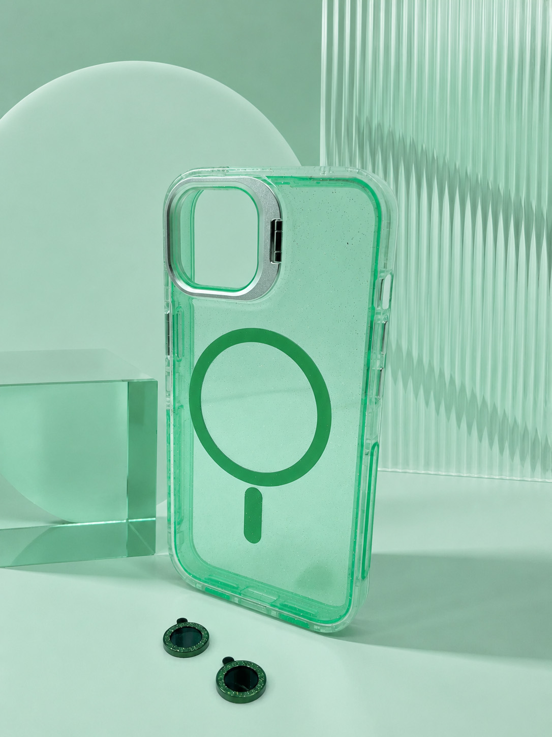 Case Microglitter - iPhone 15, Micro Glitter Green