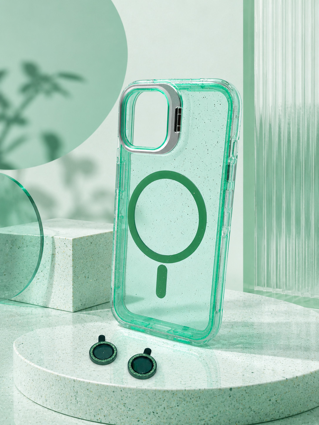 Case Microglitter - iPhone 13/14, Micro Glitter Green